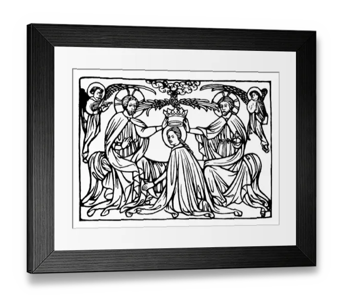Framed Print : Coronation of Mary, wood engraving, 1420