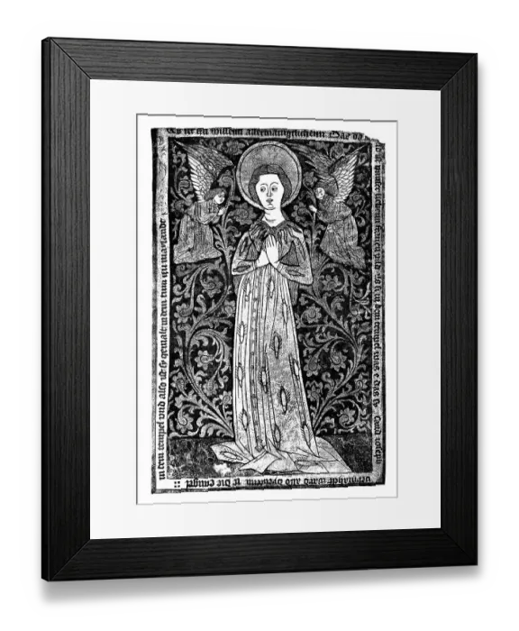 Framed Print : Mary is worshiped by two angels