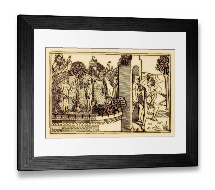 Framed Print : The Expulsion of Adam and Eve, wood engraving Framed Print : The Expulsion of Adam and Eve, wood engraving