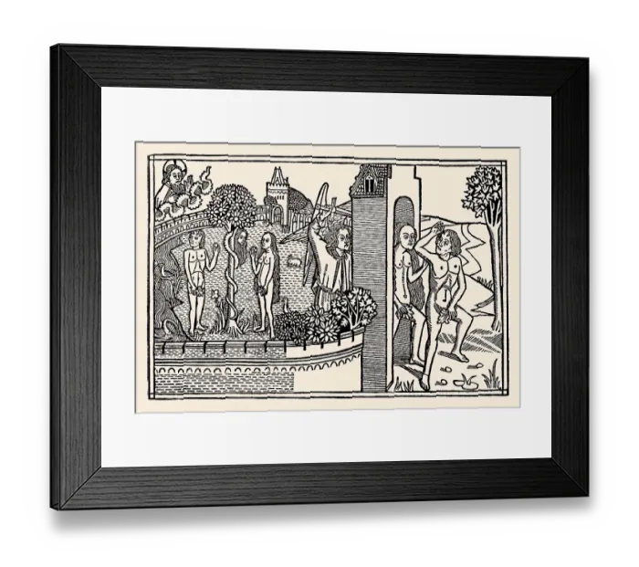 Framed Print : The Expulsion of Adam and Eve, wood engraving Framed Print : The Expulsion of Adam and Eve, wood engraving