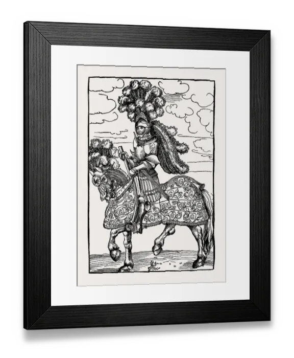 Framed Print : A knight on horseback in rich tournament armor by Lucas Cranach