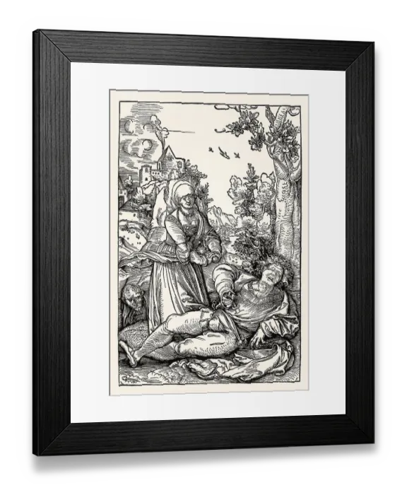 Framed Print : Pyramus und Thisbe, by Hans Schaeufelin