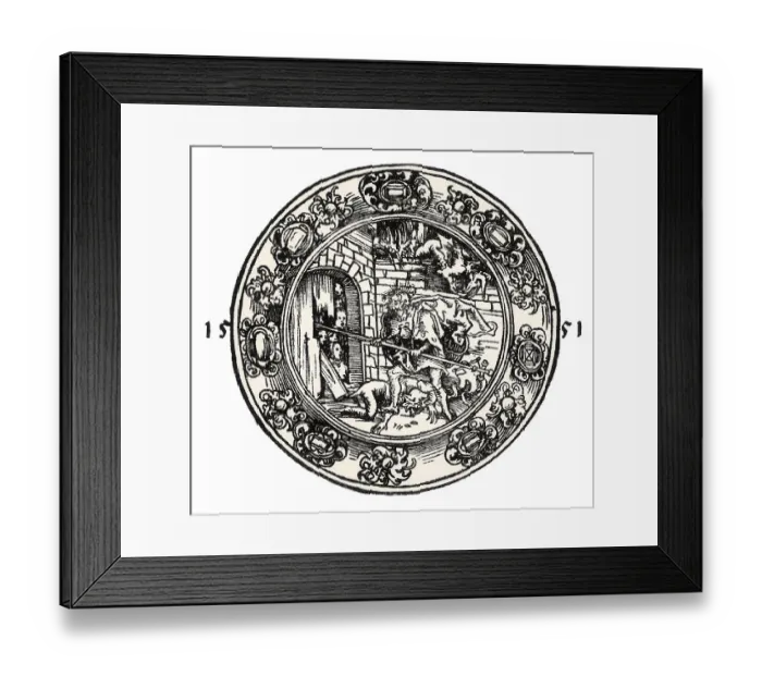 Framed Print : Christ frees souls from hell, German woodcut Framed Print : Christ frees souls from hell, German woodcut