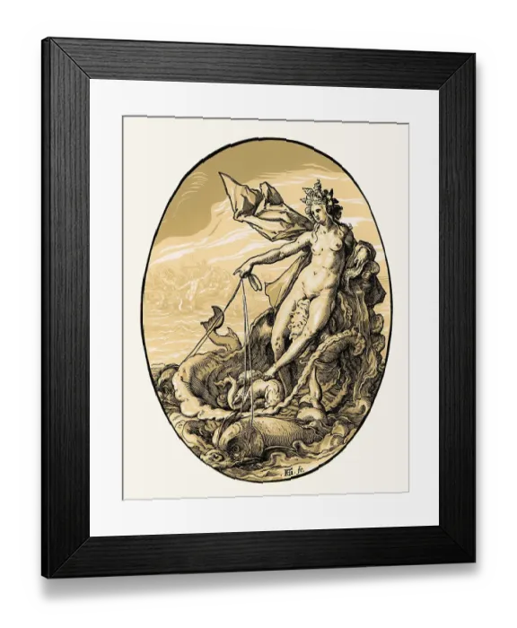 Framed Print : Hendrick Goltzius, Galatea pulled by dolphins Framed Print : Hendrick Goltzius, Galatea pulled by dolphins