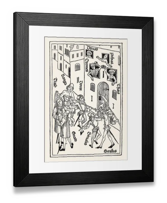 Framed Print : Woodcut from the tale edition Ulmer Terenz