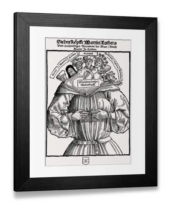 Framed Print : Reformation period, Catholic caricature against Martin Luther