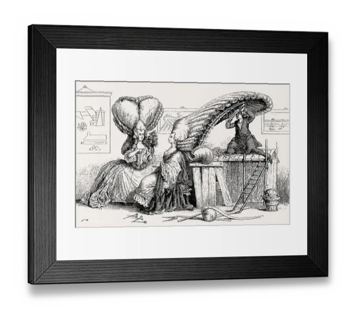 Framed Print : Caricature, hairdo popular in the 18th century Framed Print : Caricature, hairdo popular in the 18th century