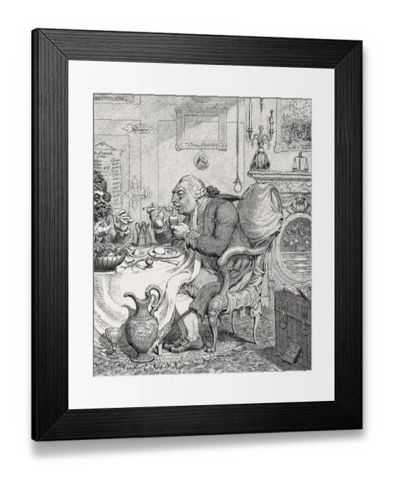 Framed Print : Caricature about George III, King of Great Britain Framed Print : Caricature about George III, King of Great Britain