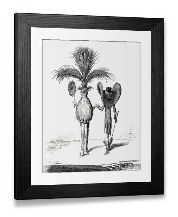 Framed Print : Caricature on headdress, popular in the 18th century Framed Print : Caricature on headdress, popular in the 18th century