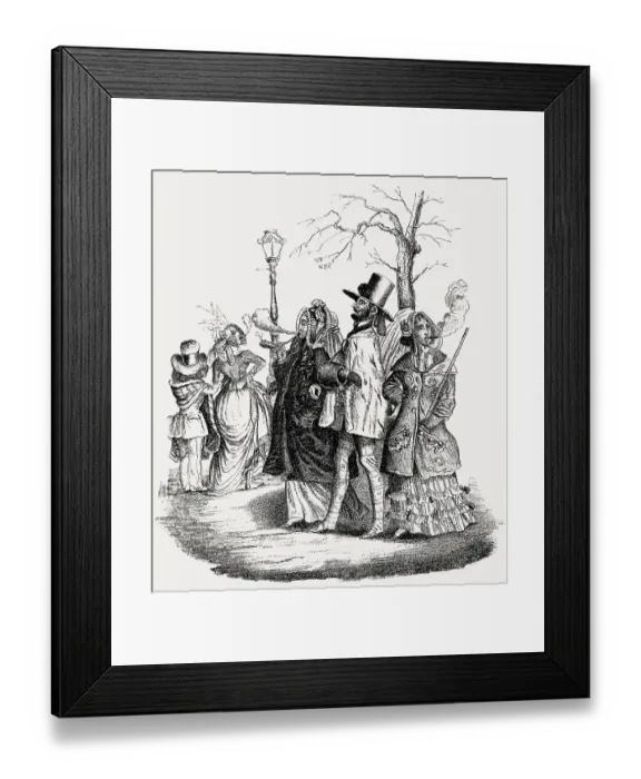 Framed Print : Caricature on female emancipation by J