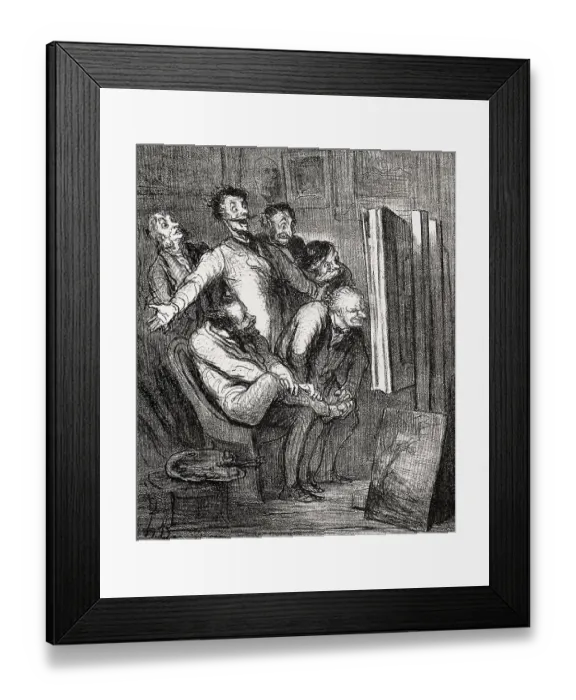Framed Print : Caricature by Honore-Victorin Daumier on art criticism