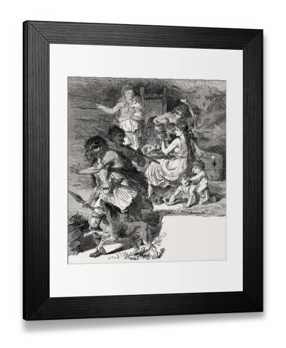 Framed Print : Life of an ancient Germanic family