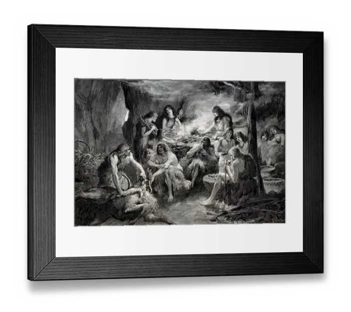 Framed Print : Life of pre-historic cavemen