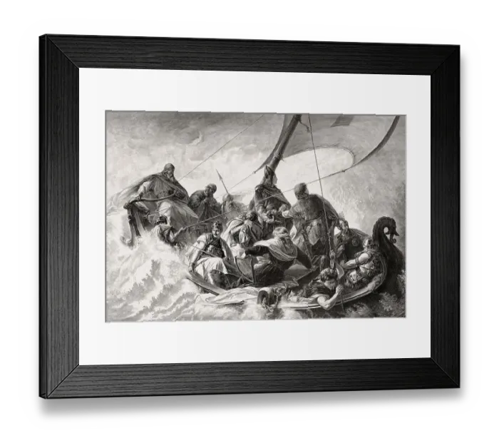 Framed Print : The legend of Charlemagne as a crusader in a boat to Jerusalem Framed Print : The legend of Charlemagne as a crusader in a boat to Jerusalem