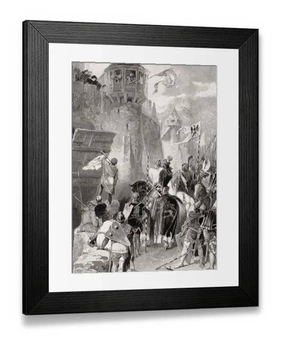 Framed Print : Rupert of the Palatinate at the gate of the Imperial City of Aix-la-Chapelle