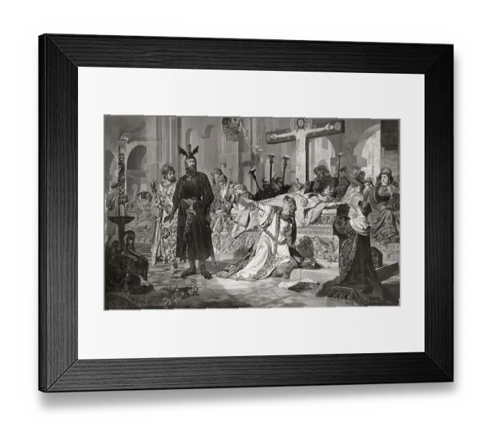 Framed Print : Kriemhild at the bier of Siegfried Framed Print : Kriemhild at the bier of Siegfried