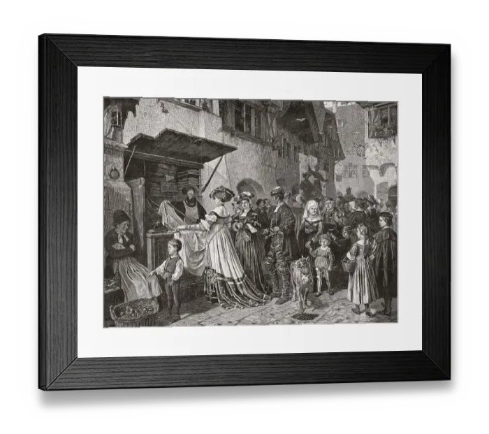 Framed Print : Market scene in the Middle Ages, Germany, Europe Framed Print : Market scene in the Middle Ages, Germany, Europe