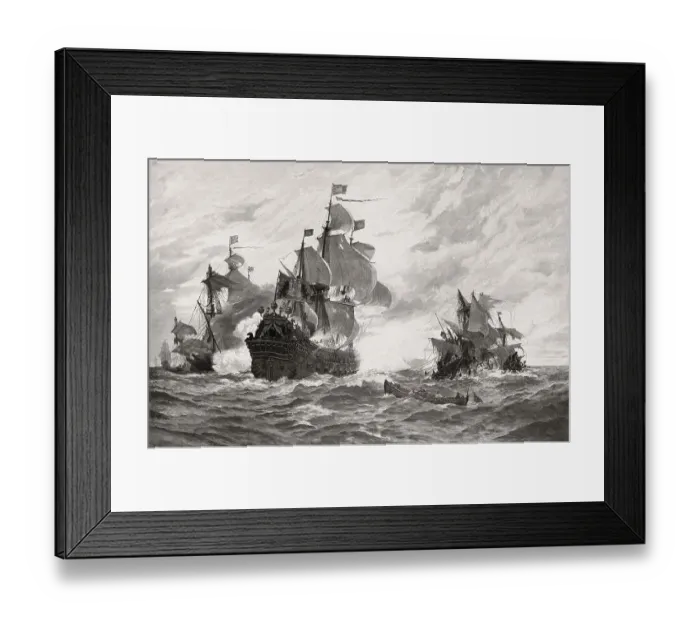 Framed Print : Naval battle, Wapen von Hamburg