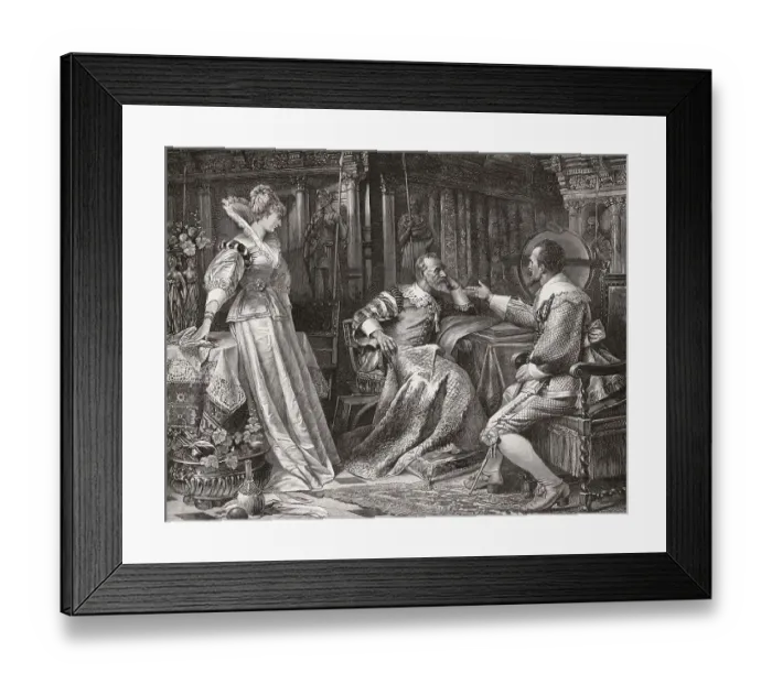 Framed Print : Wallenstein ask the patron Karl von Harrach for the hand of his daughter Isabella Framed Print : Wallenstein ask the patron Karl von Harrach for the hand of his daughter Isabella