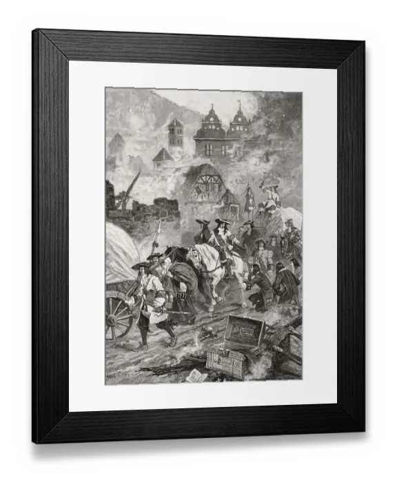 Framed Print : The destruction of Hirsau Abbey by French troops