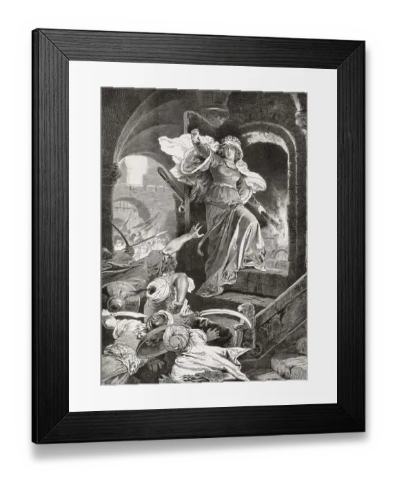 Framed Print : The powder magazine explosion, Battle of Szigeth