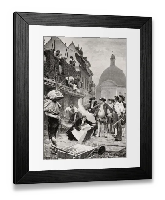 Framed Print : Friedrich Wilhelm I. visits the new buildings at Friedrichstadt