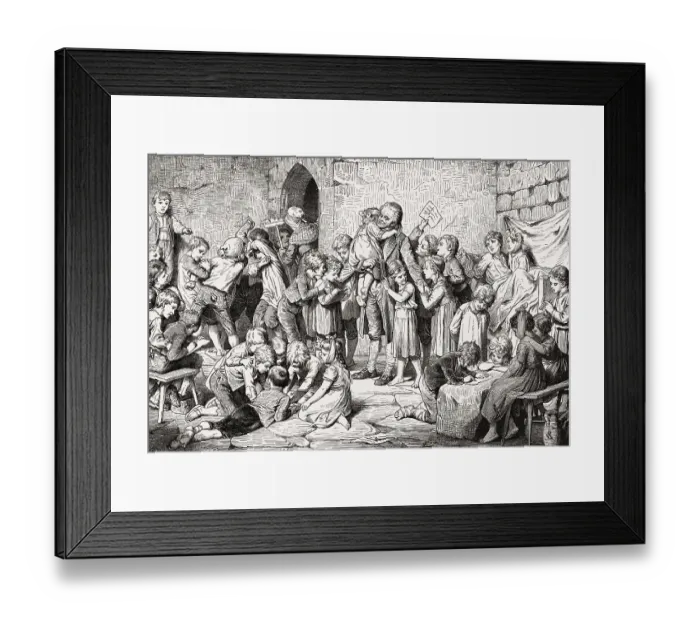 Framed Print : Johann Heinrich Pestalozzi among the orphans at Nidwalden after the desolation of the canton Unterwalden by the French Framed Print : Johann Heinrich Pestalozzi among the orphans at Nidwalden after the desolation of the canton Unterwalden by the French