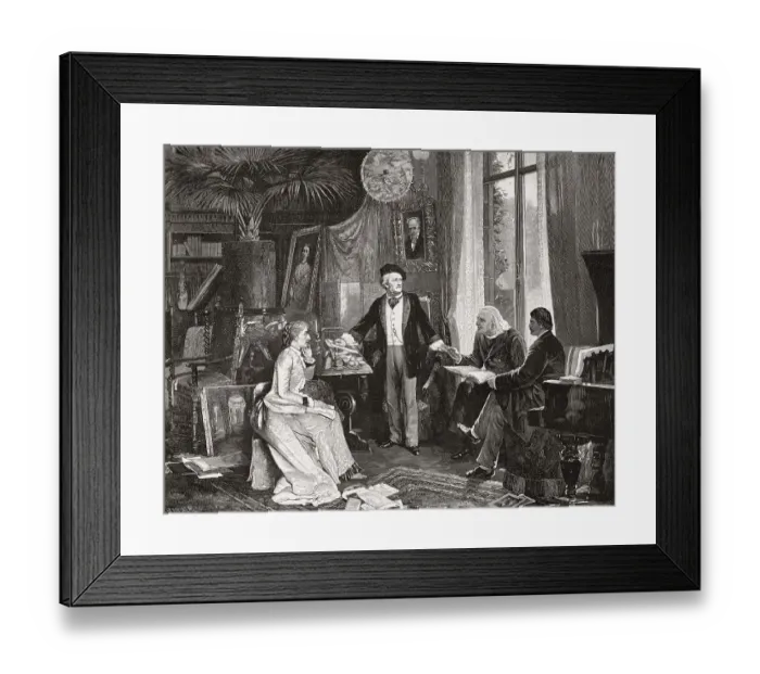 Framed Print : Richard Wagner Cosima Wagner, Franz Liszt and Hans von Wolzogen in Wahnfried House