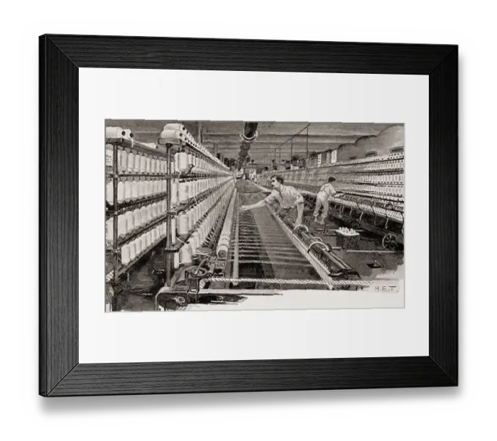 Framed Print : Spinning room, cotton industry Framed Print : Spinning room, cotton industry