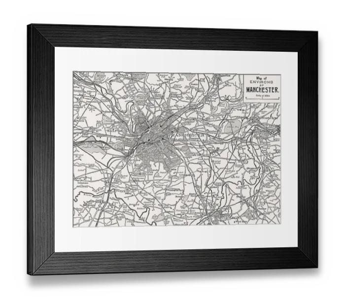Framed Print : Map of Greater Manchester, England