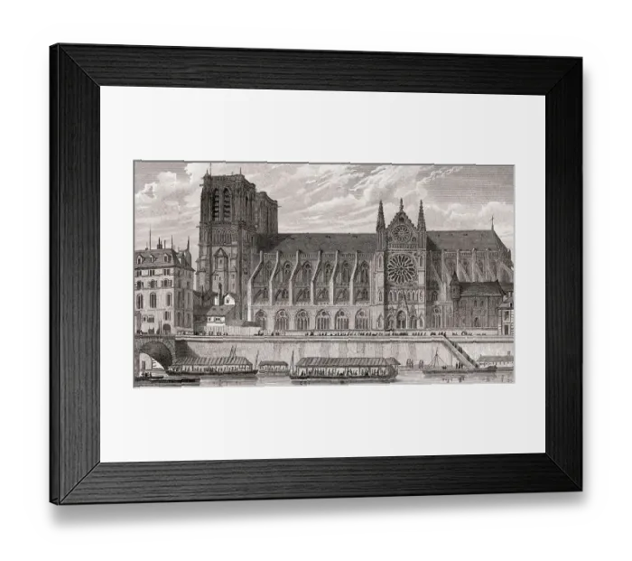 Framed Print : Notre-Dame de Paris, antique steel engraved print Framed Print : Notre-Dame de Paris, antique steel engraved print