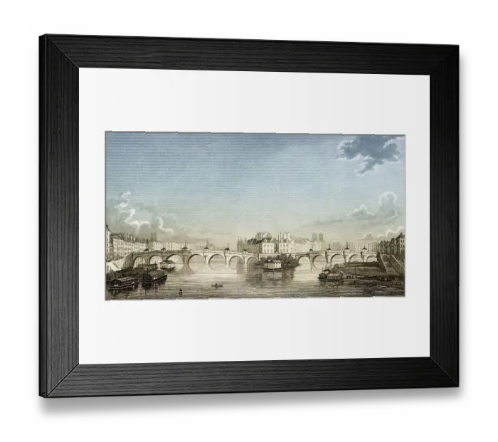 Framed Print : Pont Neuf, Paris, antique steel engraved print