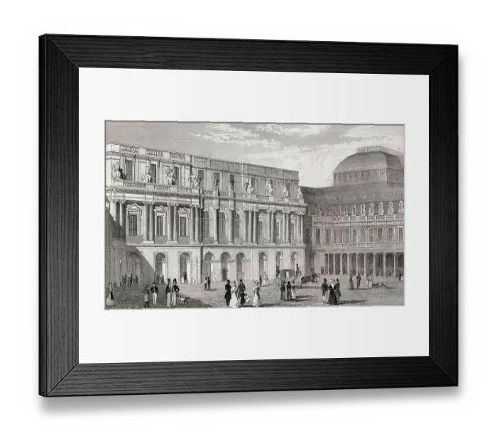 Framed Print : The Palais-Royal, Paris, antique steel engraved print