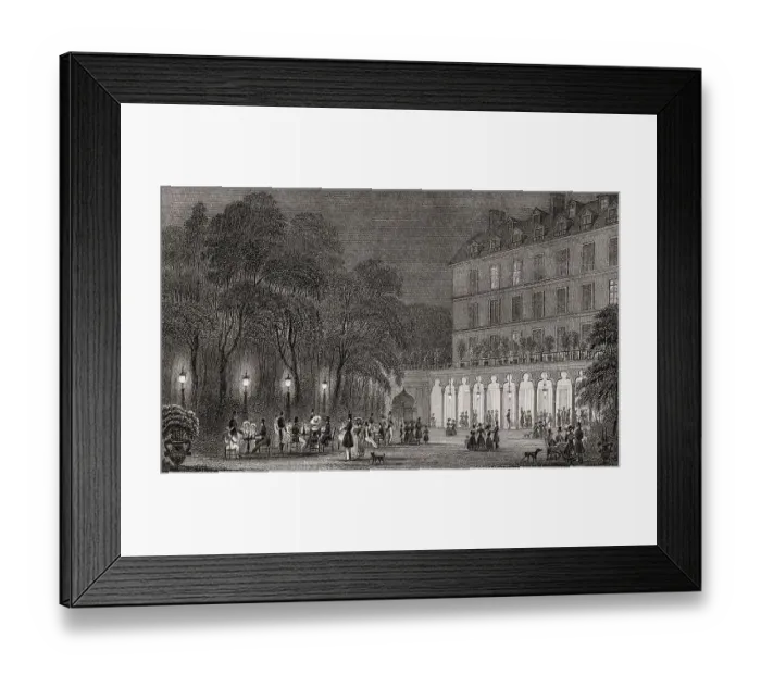 Framed Print : The Jardin Turc, Paris, antique steel engraved print Framed Print : The Jardin Turc, Paris, antique steel engraved print