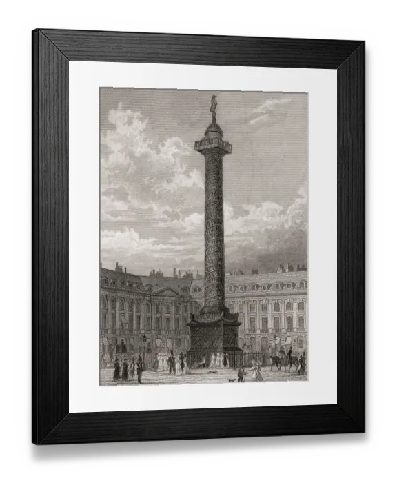 Framed Print : The Vendome Column, Paris, antique steel engraved print