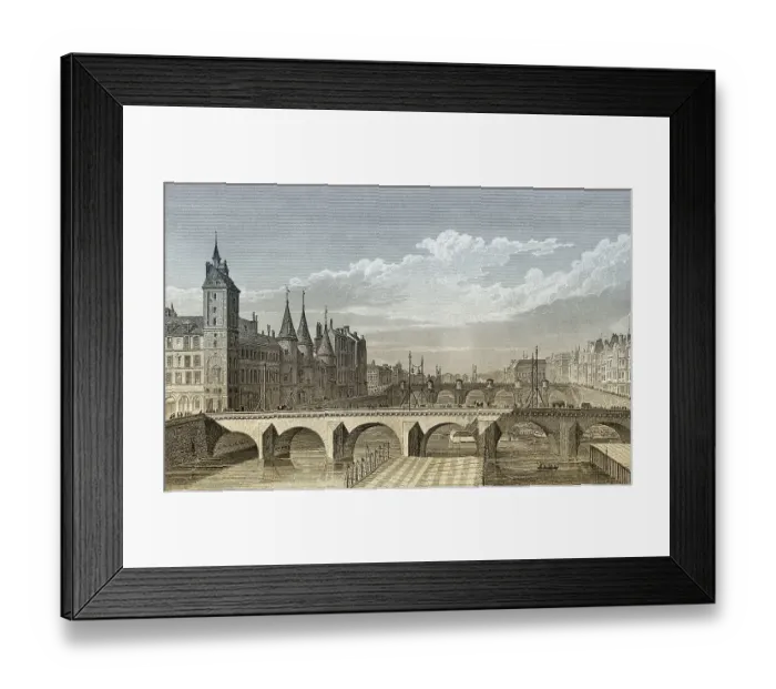 Framed Print : Pont au Change, Paris, antique steel engraved print
