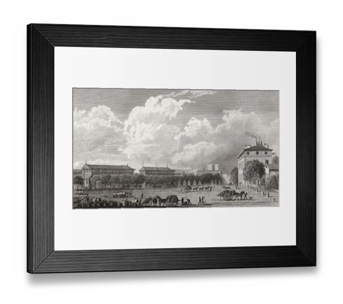 Framed Print : La halle aux vins de Paris, antique steel engraved print Framed Print : La halle aux vins de Paris, antique steel engraved print