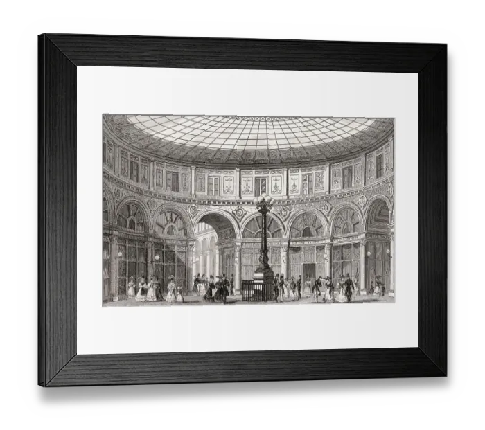 Framed Print : Le galerie Colbert, Paris, antique steel engraved print Framed Print : Le galerie Colbert, Paris, antique steel engraved print