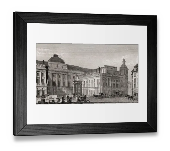 Framed Print : Palais de Justice, Paris, antique steel engraved print