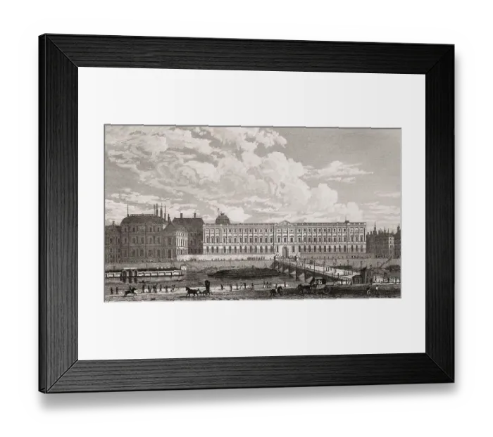 Framed Print : The Louvre Museum, Paris, antique steel engraved print Framed Print : The Louvre Museum, Paris, antique steel engraved print