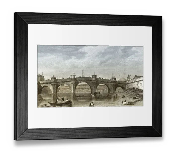 Framed Print : Pont Neuf, Paris, antique steel engraved print
