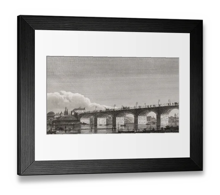 Framed Print : Pont d'Austerlitz, Paris, antique steel engraved print Framed Print : Pont d'Austerlitz, Paris, antique steel engraved print