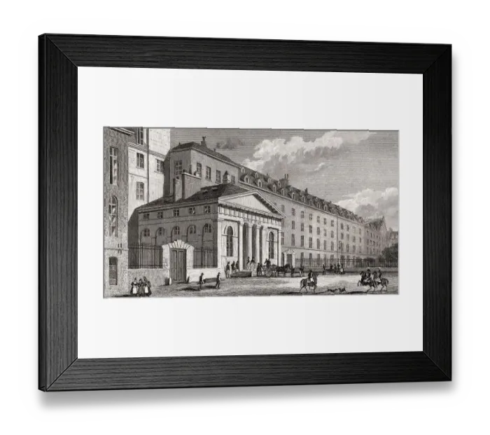 Framed Print : Hotel-Dieu de Paris, antique steel engraved print Framed Print : Hotel-Dieu de Paris, antique steel engraved print