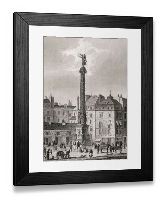 Framed Print : The Place du Chatelet, Paris, antique steel engraved print