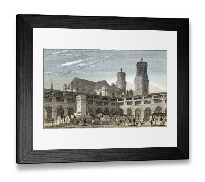 Framed Print : Marche Saint-Germain, Paris, antique steel engraved print Framed Print : Marche Saint-Germain, Paris, antique steel engraved print
