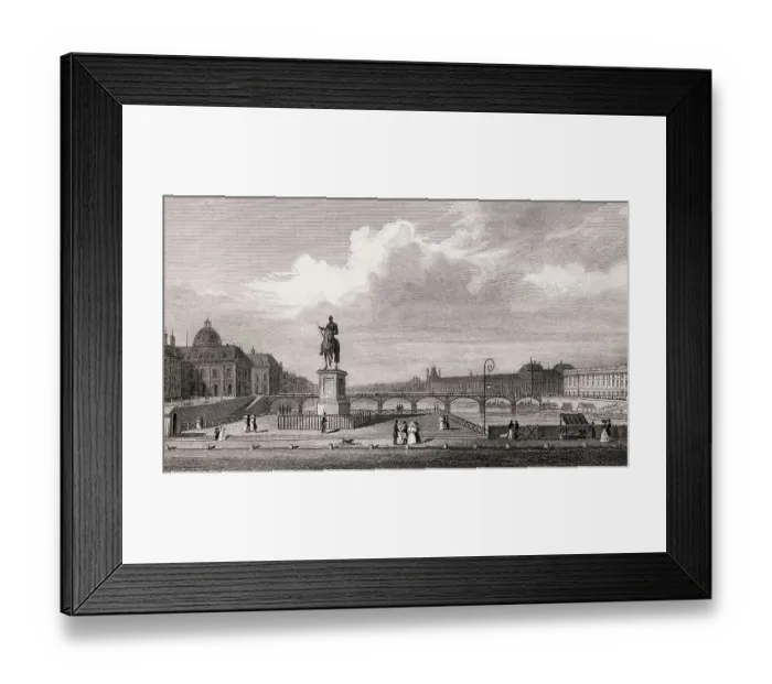 Framed Print : Pont Neuf, Paris, antique steel engraved print Framed Print : Pont Neuf, Paris, antique steel engraved print