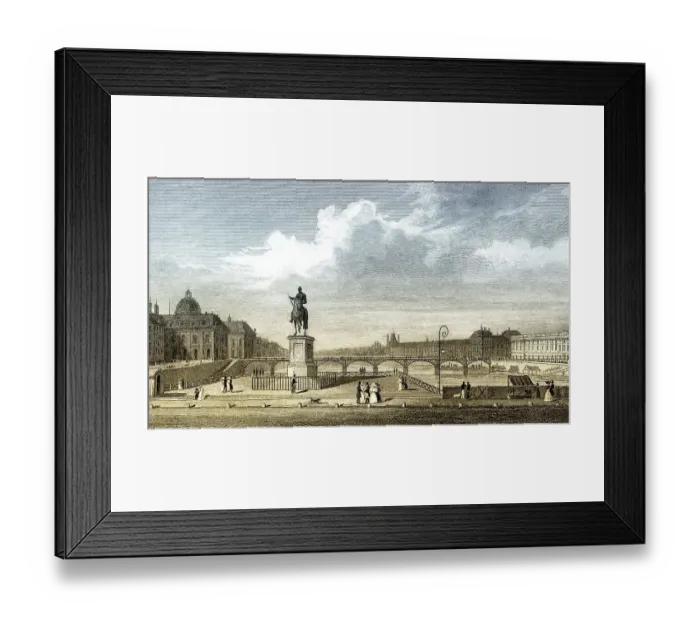 Framed Print : Pont Neuf, Paris, antique steel engraved print