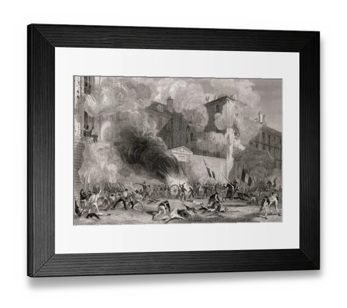 Framed Print : Attack to caserne Babylone of the Swiss Guards