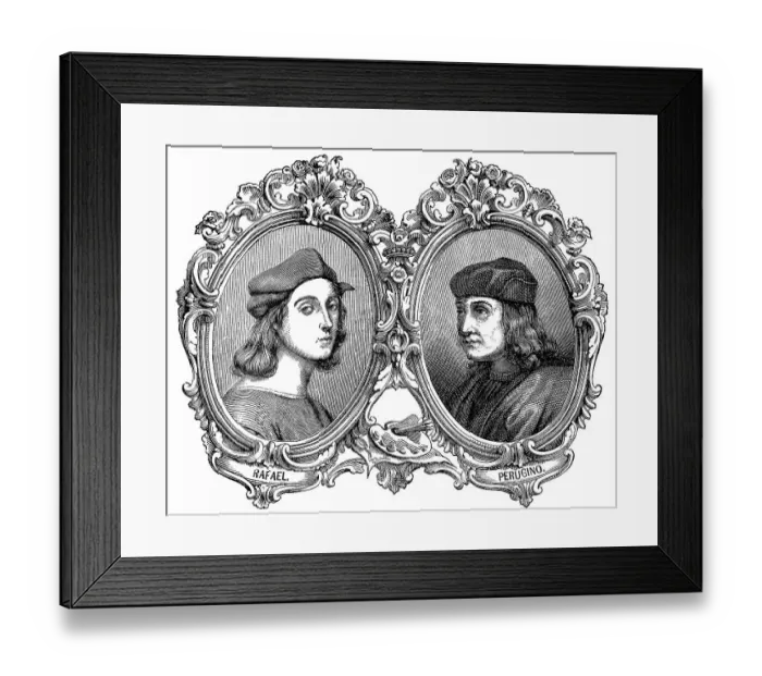Framed Print : Raffael da Urbino and his teacher Pietro Perugino