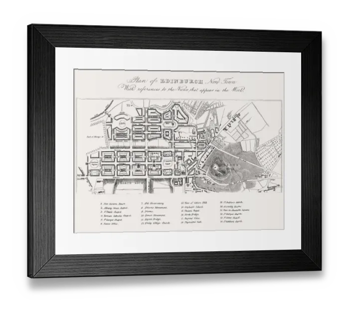Framed Print : Plan of Edinburgh, New Town in 1820
